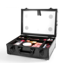 Aluminum Beauty Case With Light Cosmetic Organizer Box With Light Handle Makeup Case With Light